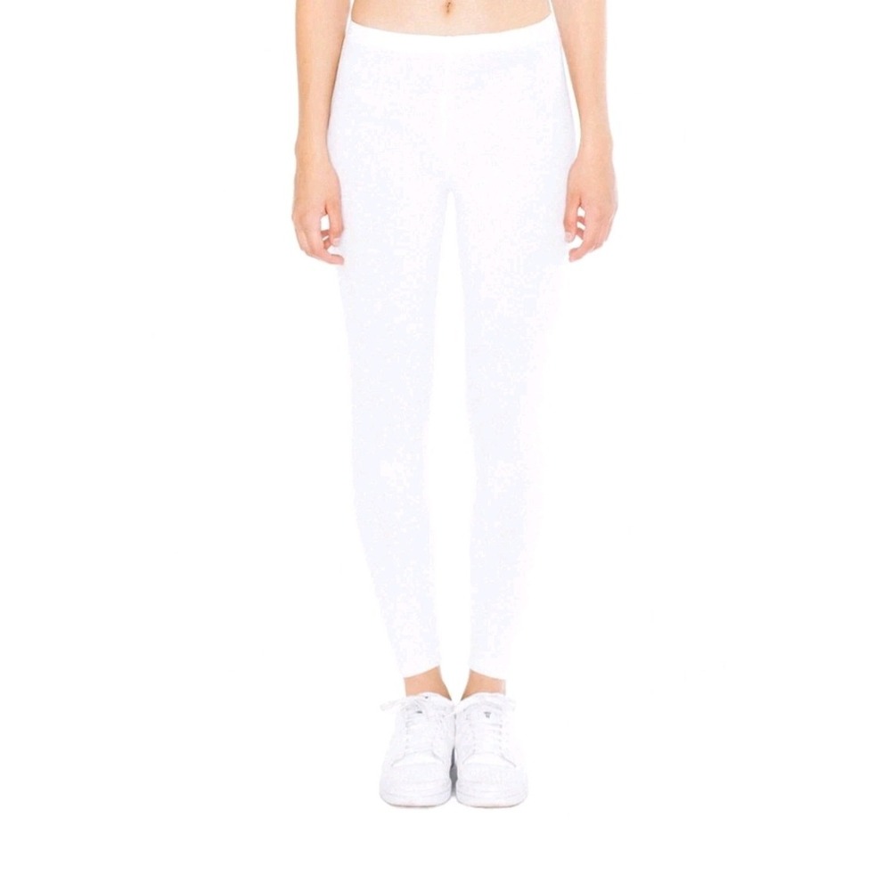 American Apparel Womens White Cotton Spandex Jersey Leggings XS Full Length NEW